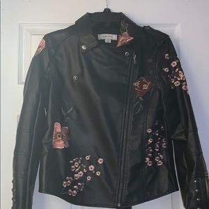 Black Adam Levine Jacket flower patches